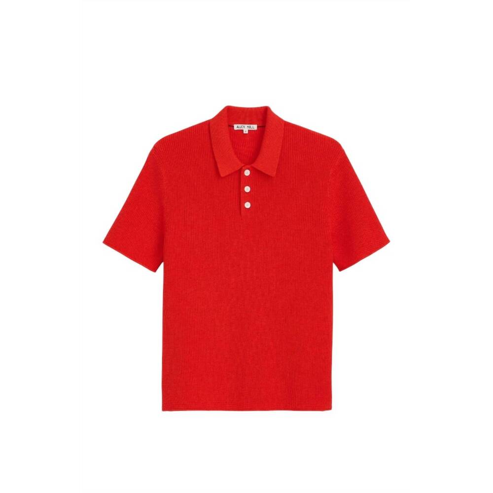 NEW ALEX MILL men's jayce polo sweater in hot chili